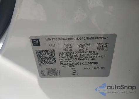 2019 Chevrolet Silverado 1500 Ld Wt из США, поврежденный, VIN 2GCRCNEC8K1105388